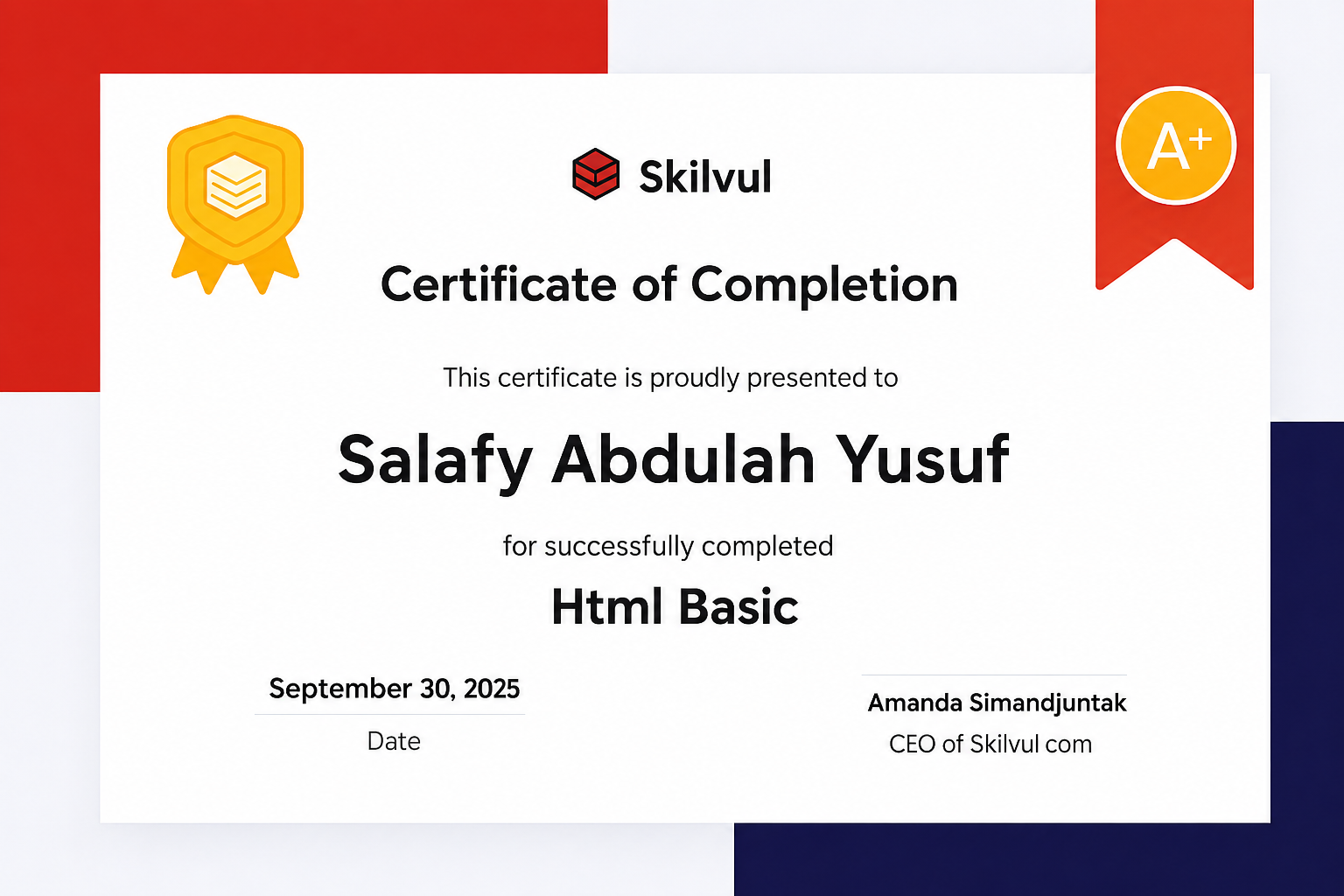 HTML Certificate